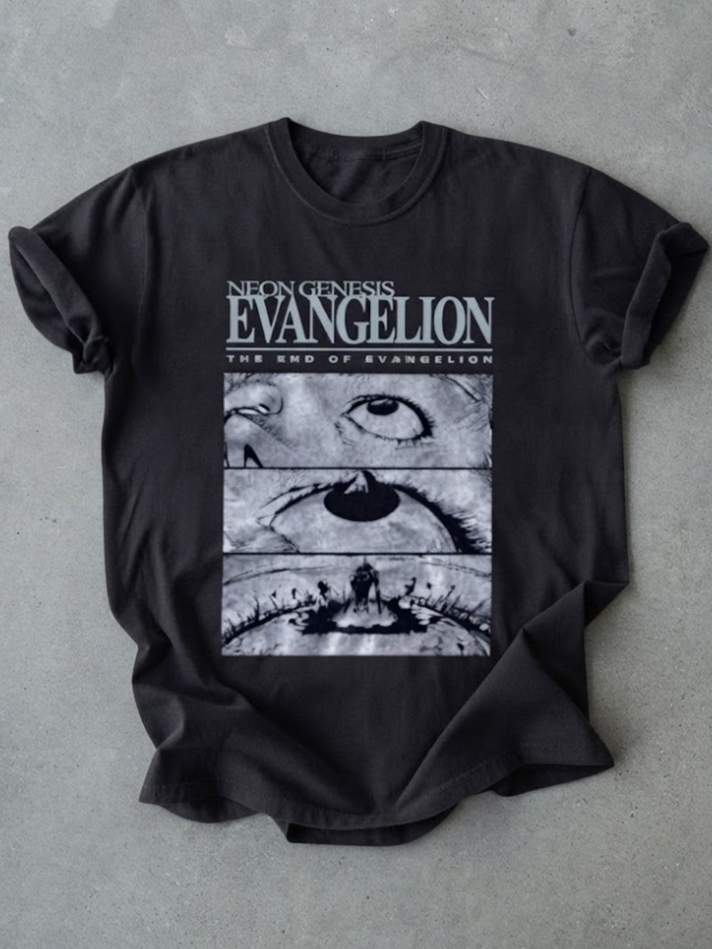Neon Genesis Evangelion The End Anime Panels Black Gildan T-Shirt